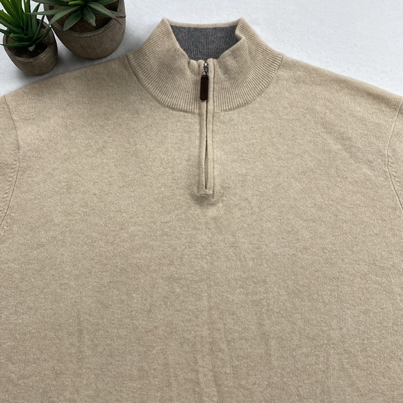 Club Room Estate Cashmere Mock Neck LS Quarter Zip Pullover Sweater (Ivory) - Picture 5 of 16